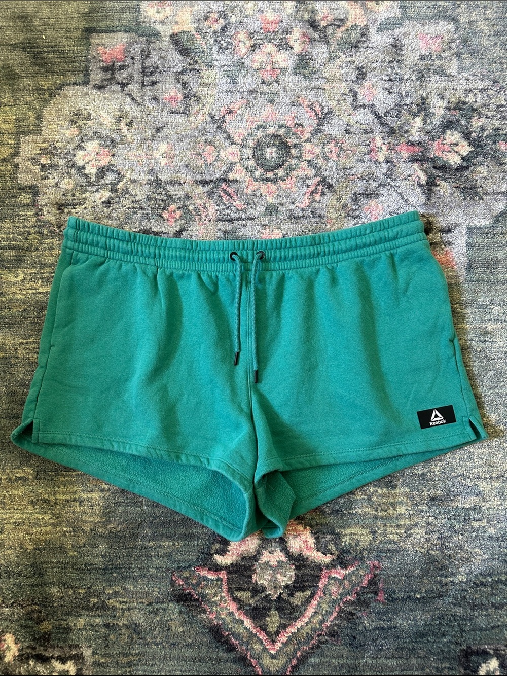 Reebok Women's Teal Green Athletic Fleece Drawstring Shorts XXXL Women’s